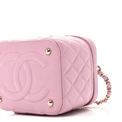 Small Quilted Caviar Handbag - Pink