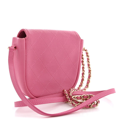 Goatskin Flap Shoulder Bag - Pink