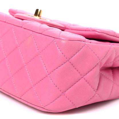 Mini Quilted Lambskin Flap Shoulder Bag - Pink