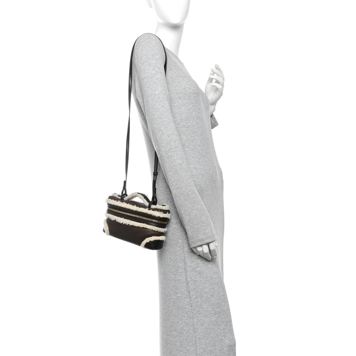 Calfskin Shearling Handbag - Brown