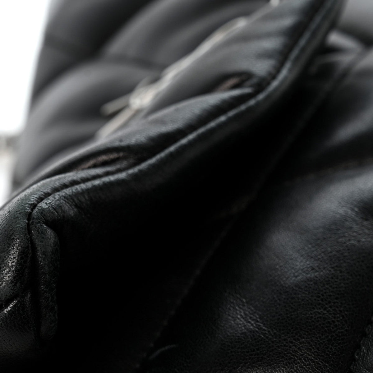 Quilted Lambskin Satchel Bag - Black