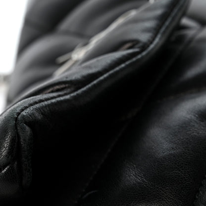 Quilted Lambskin Satchel Bag - Black