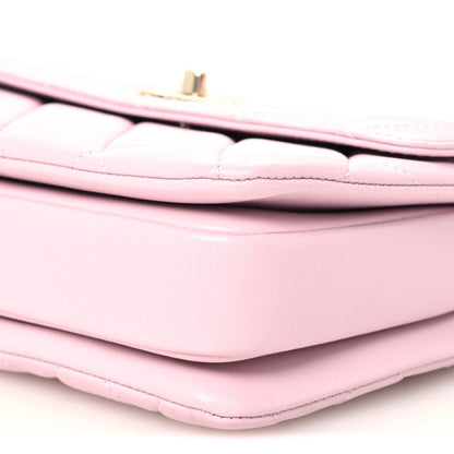 Small Quilted Lambskin Flap Shoulder Bag - Pink