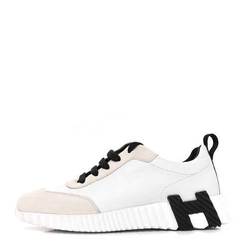 Calfskin Suede Goatskin Bouncing Sneakers White Black