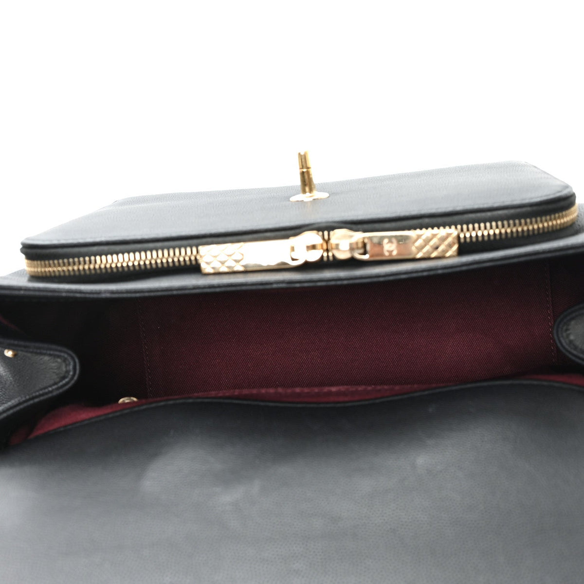 Large Quilted Caviar Flap Shoulder Bag - Black