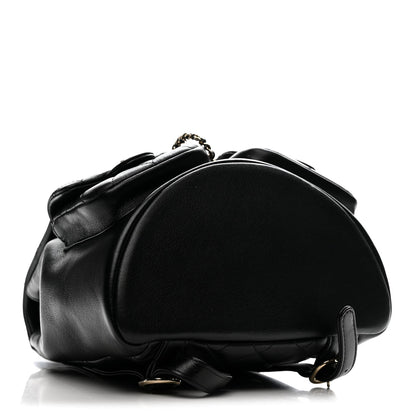Medium Quilted Caviar Backpack - Black