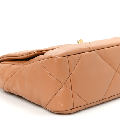 Medium Quilted Lambskin Flap Shoulder Bag - Brown