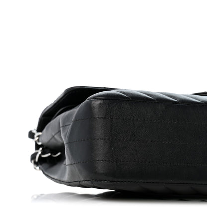 Medium Quilted Lambskin Flap Shoulder Bag - Black