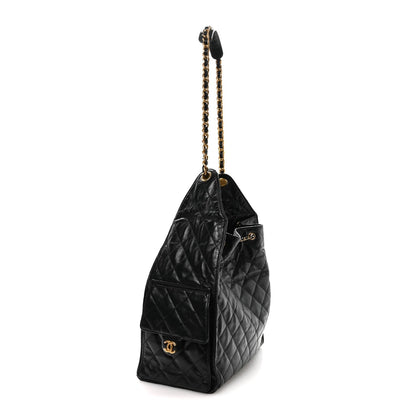 Medium Quilted Calfskin Handbag - Black