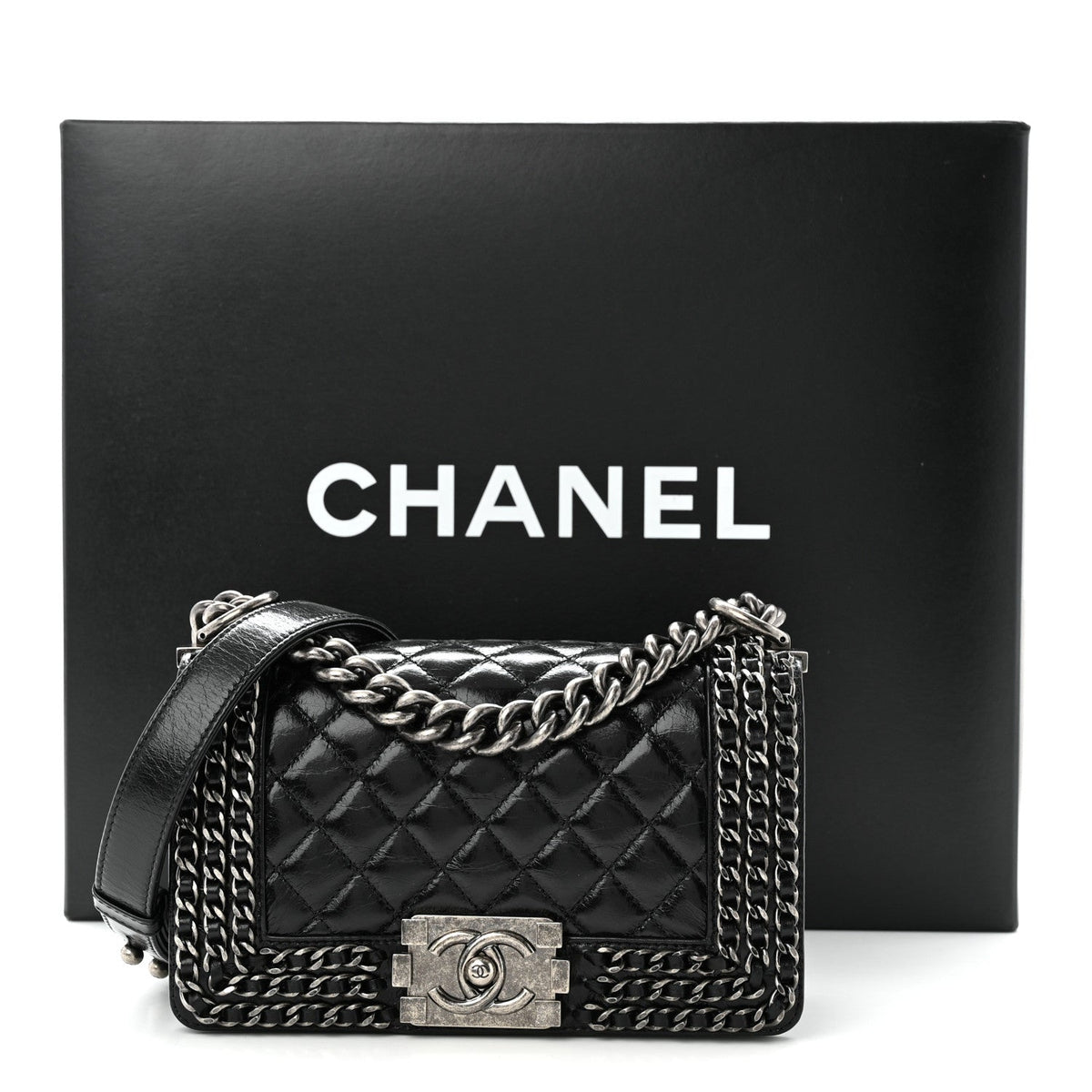 Small Quilted Calfskin Flap Shoulder Bag - Black