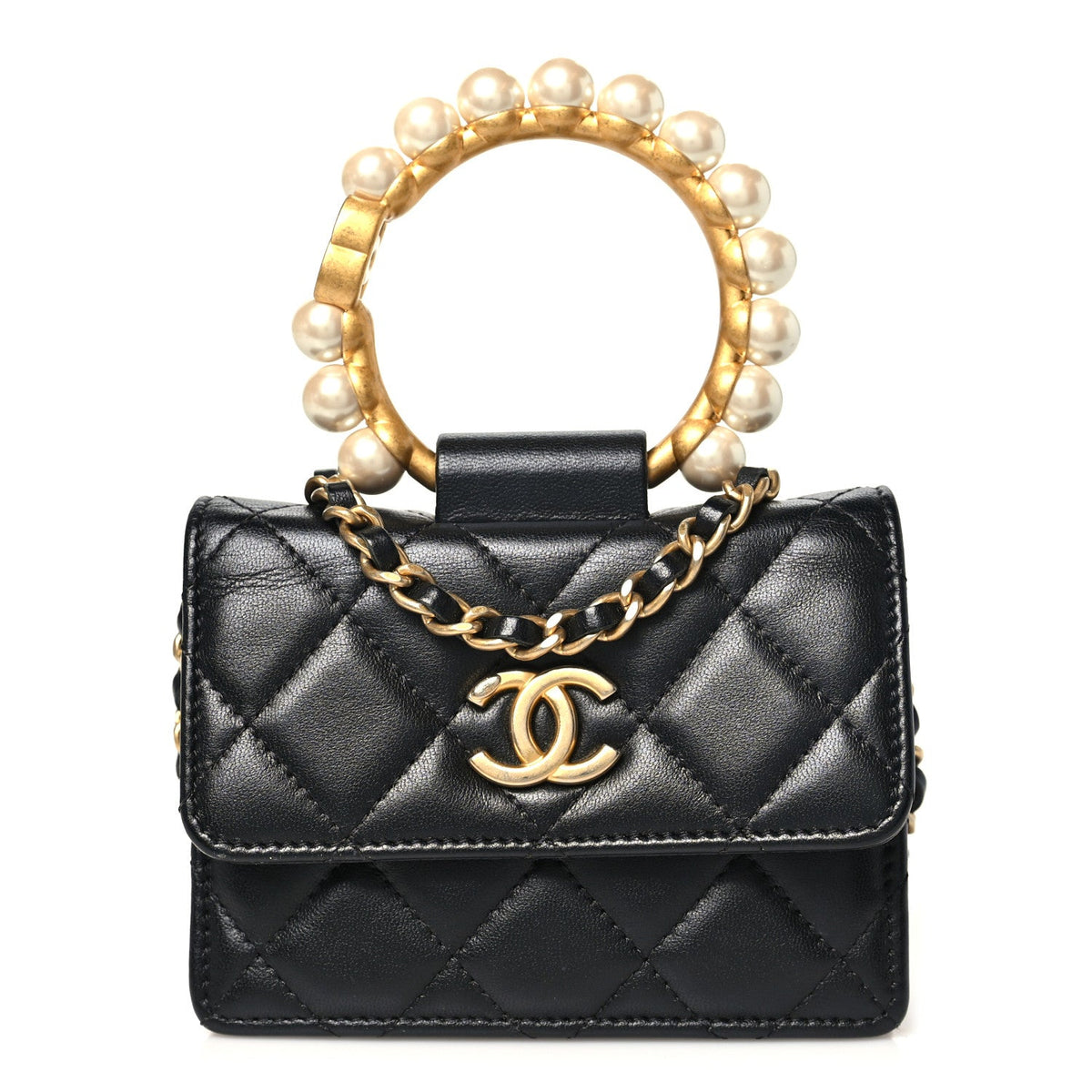 Quilted Lambskin Clutch Bag - Black