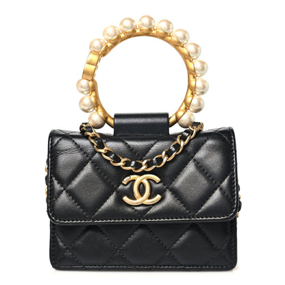 Quilted Lambskin Clutch Bag - Black