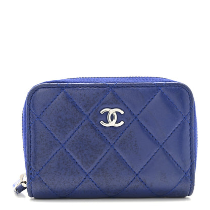 Quilted Lambskin Wallet Bag - Blue