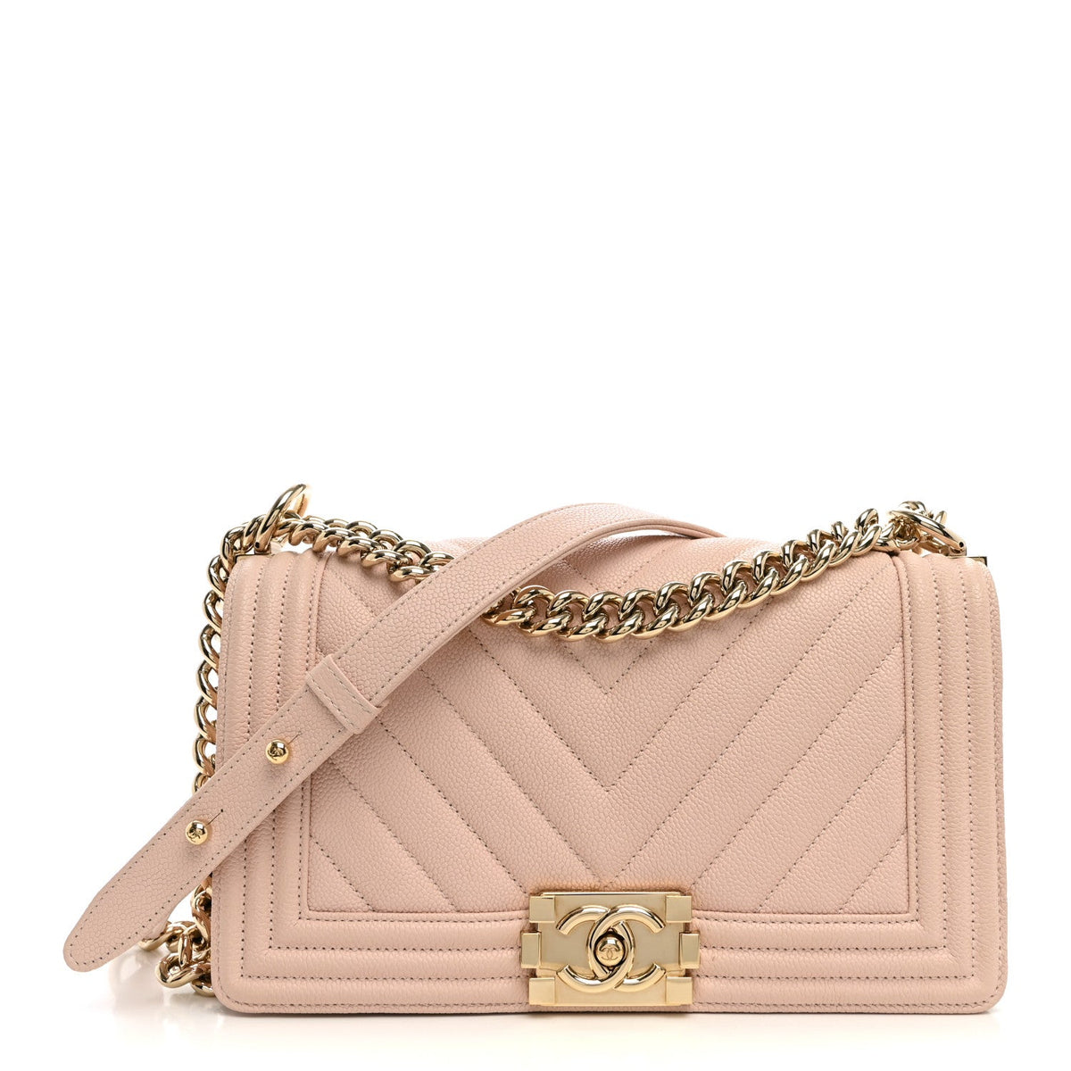 Medium Quilted Caviar Flap Shoulder Bag - Pink