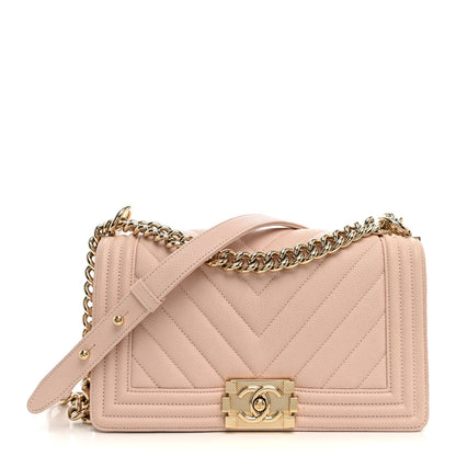 Medium Quilted Caviar Flap Shoulder Bag - Pink