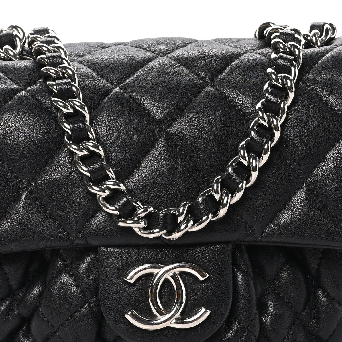Mini Quilted Lambskin Handbag - Black