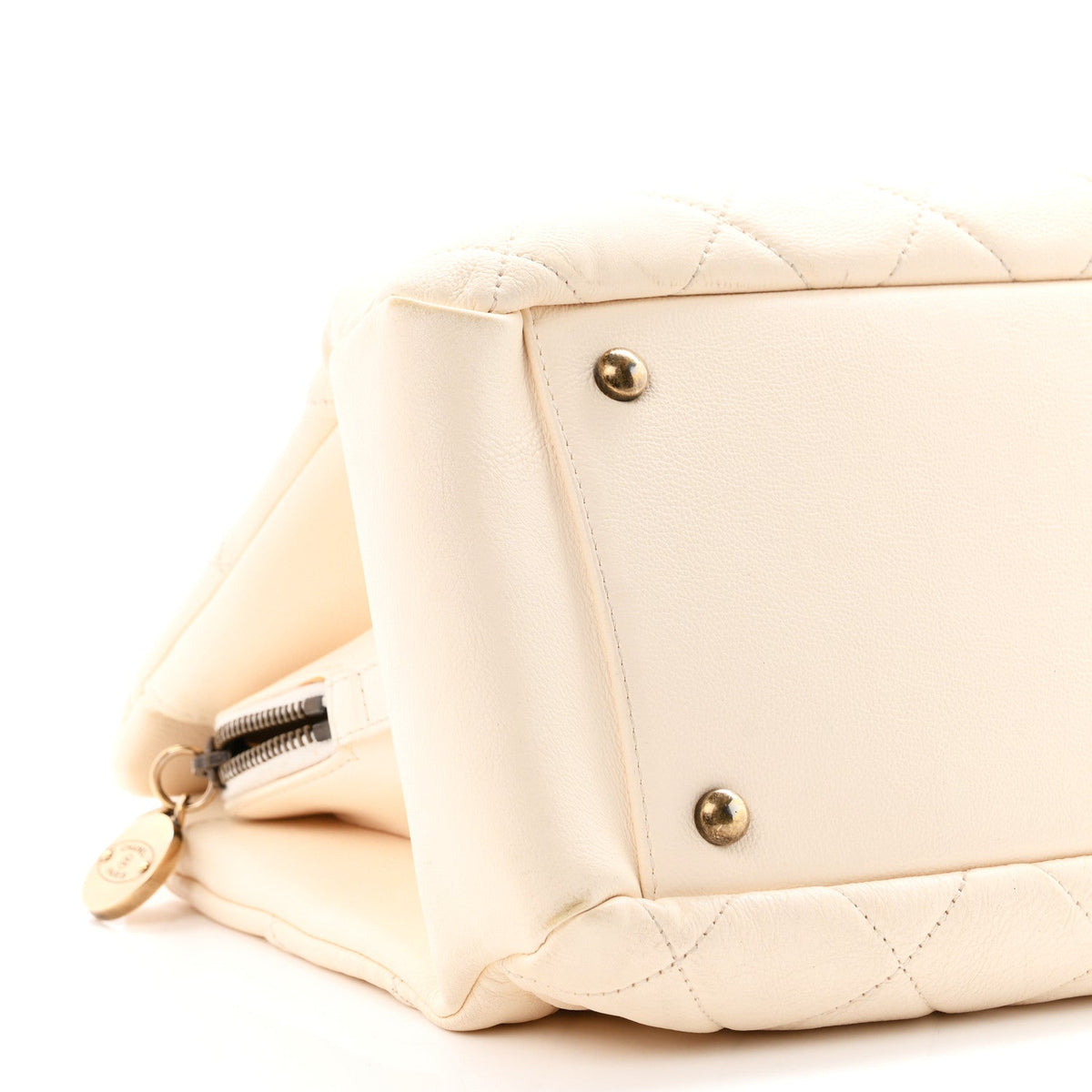 Small Quilted Calfskin Tote Bag - White
