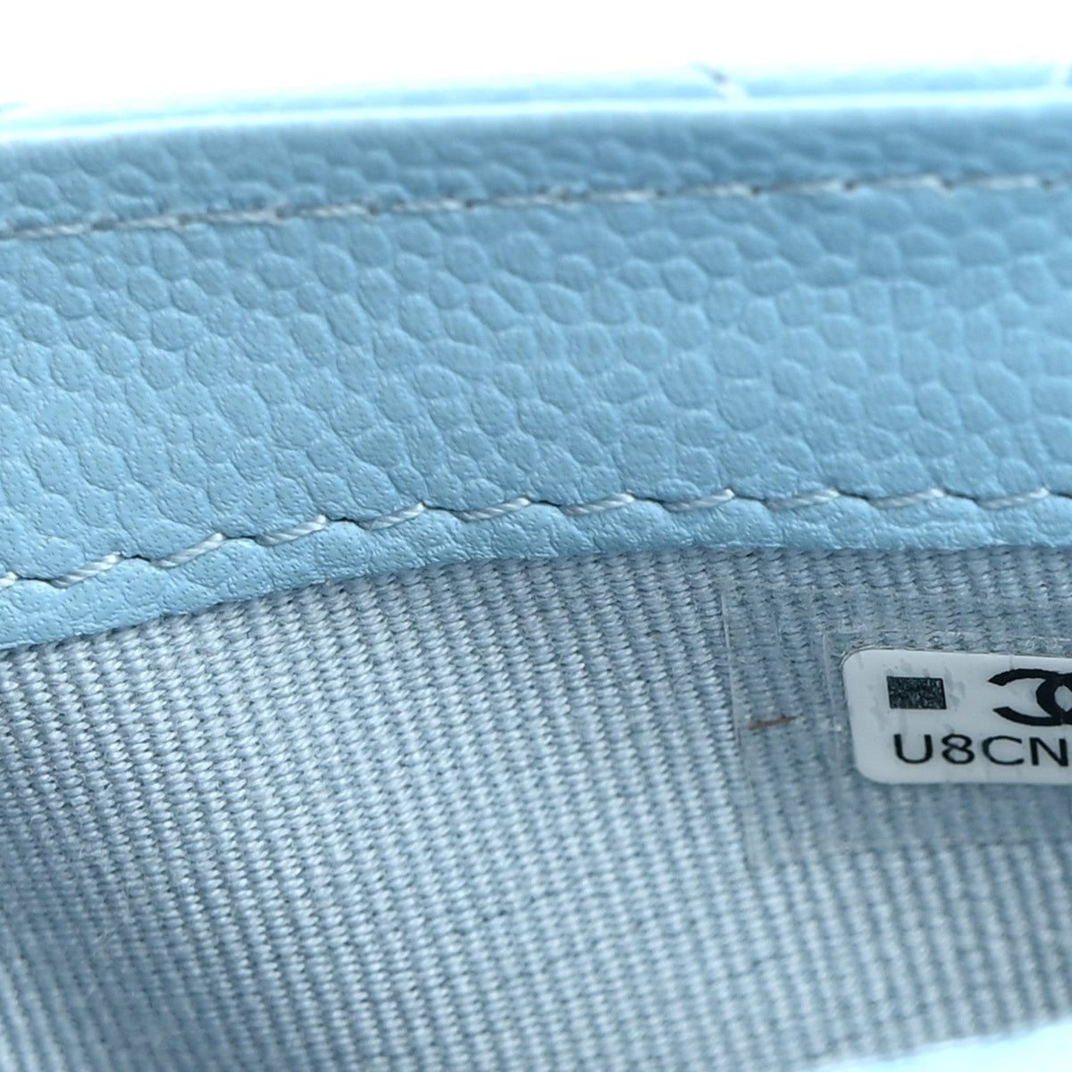Quilted Caviar Flap Shoulder Bag - Light Blue
