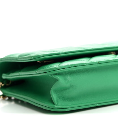 Quilted Lambskin Wallet Bag - Green