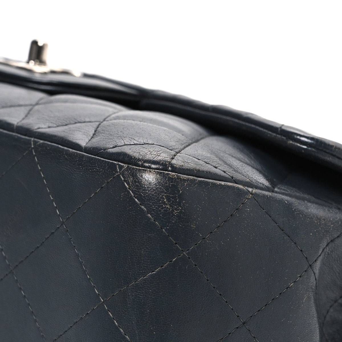Quilted Lambskin Flap Shoulder Bag - Grey