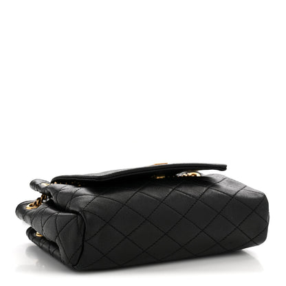 Mini Quilted Lambskin Handbag - Black