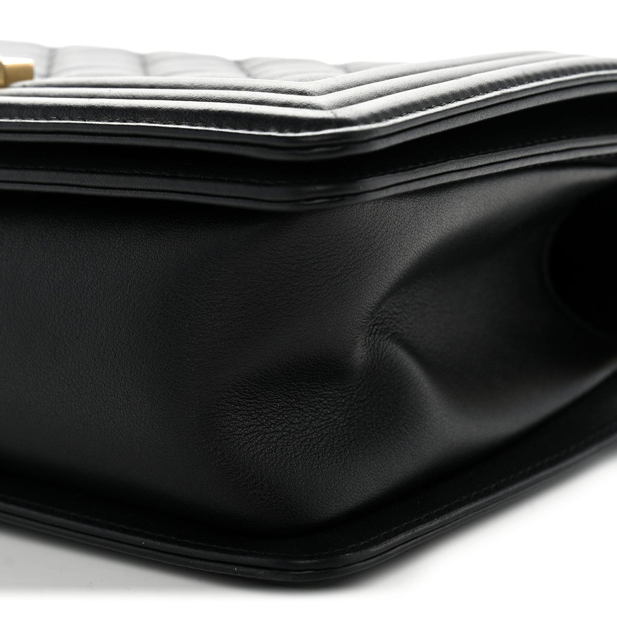 Medium Quilted Calfskin Flap Shoulder Bag - Black