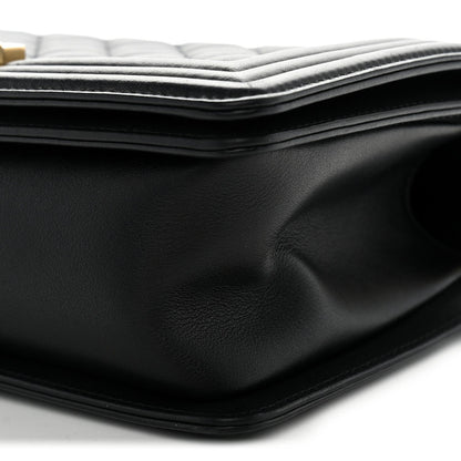 Medium Quilted Calfskin Flap Shoulder Bag - Black