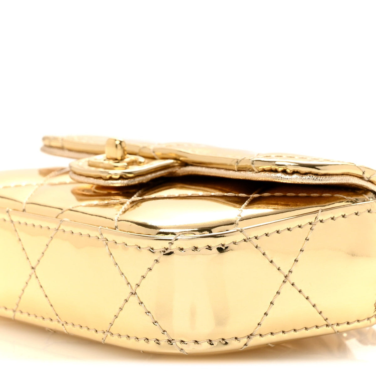 Mini Quilted Calfskin Flap Shoulder Bag - Gold