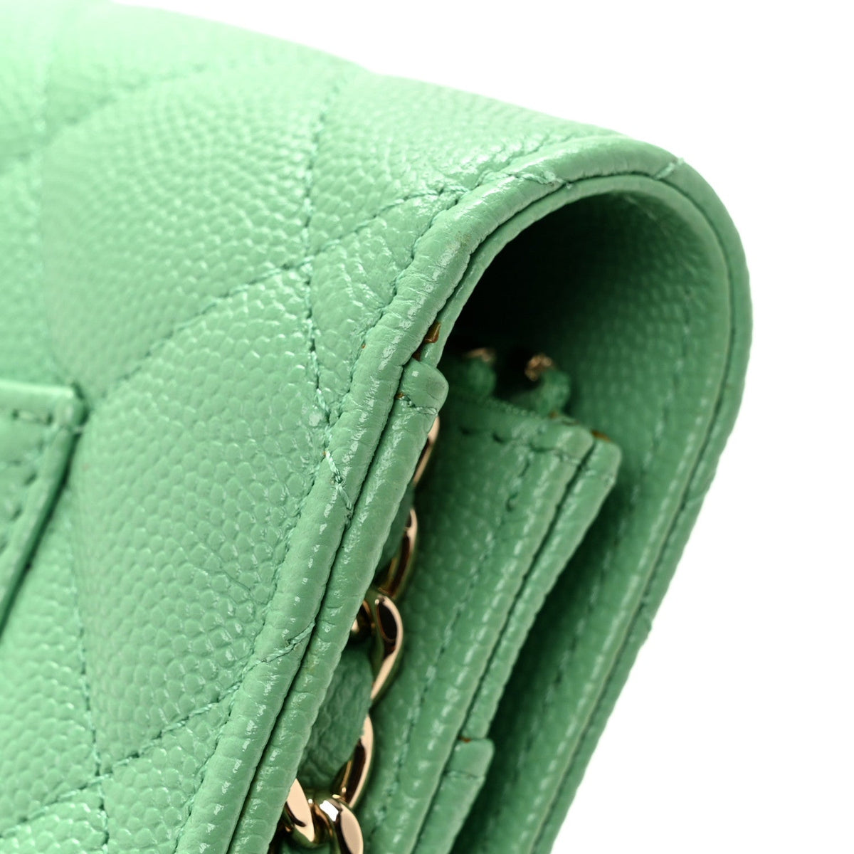 Quilted Caviar Wallet Bag - Green