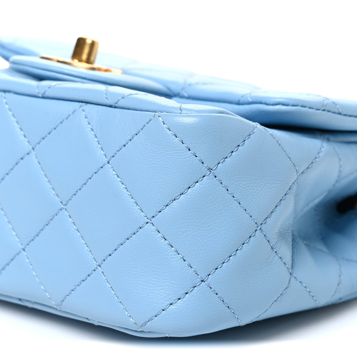 Mini Quilted Lambskin Flap Shoulder Bag - Light Blue