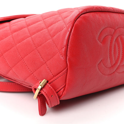 Quilted Caviar Backpack - Red