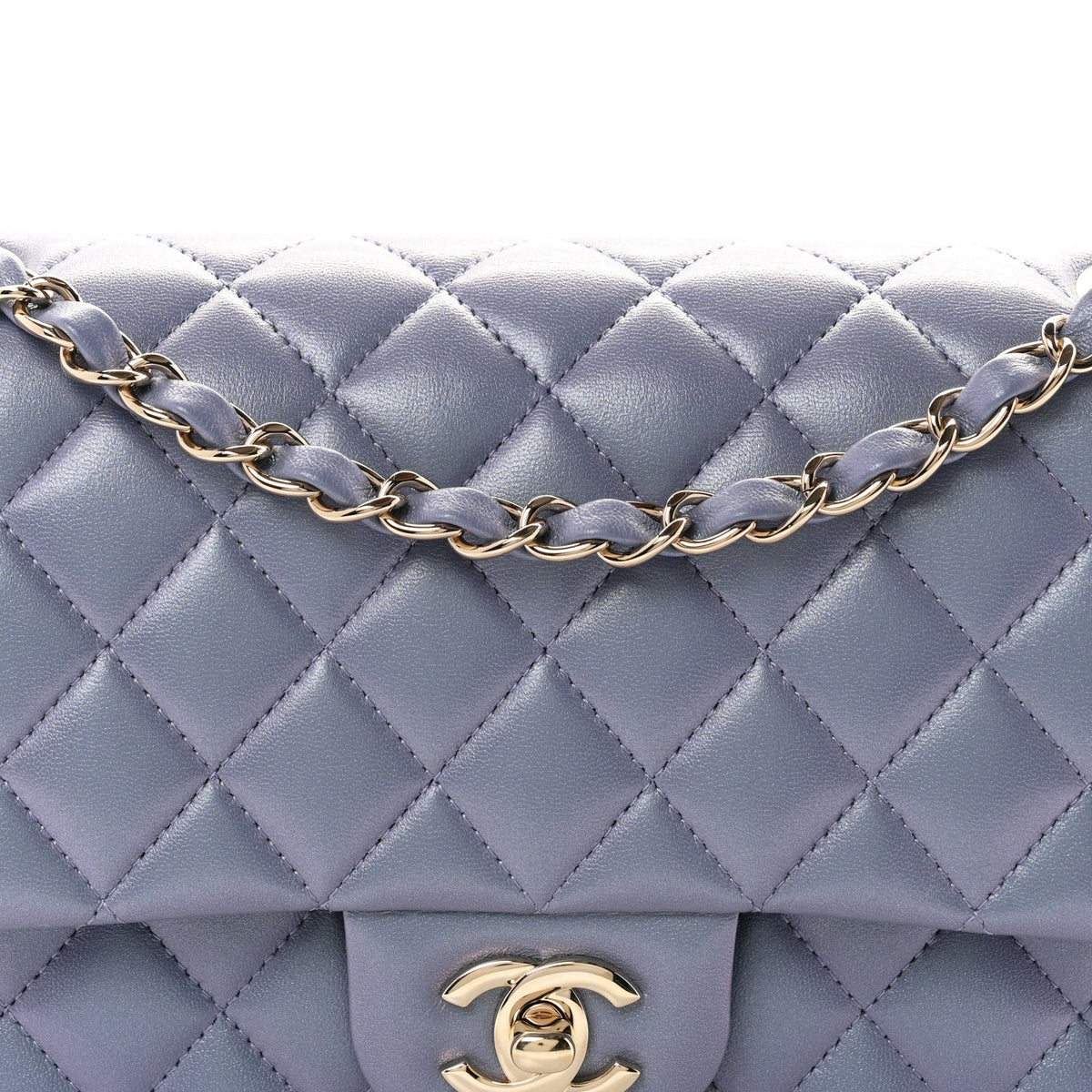 Medium Quilted Lambskin Flap Shoulder Bag - Purple