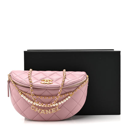 Quilted Lambskin Belt Bag - Pink