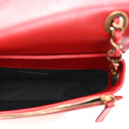 Small Quilted Goatskin Flap Shoulder Bag - Red