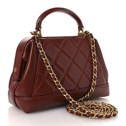 Mini Quilted Lambskin Handbag - Brown