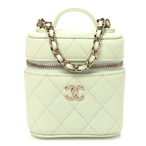 Small Quilted Caviar Handbag - Light Green