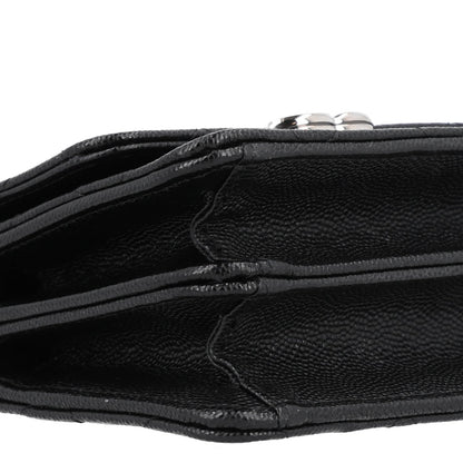 Quilted Caviar Clutch Bag - Black