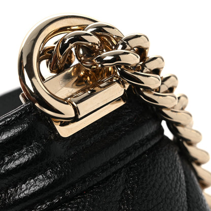 Mini Quilted Caviar Flap Shoulder Bag - Black
