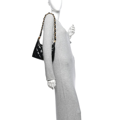 Small Quilted Lambskin Hobo Bag - Black