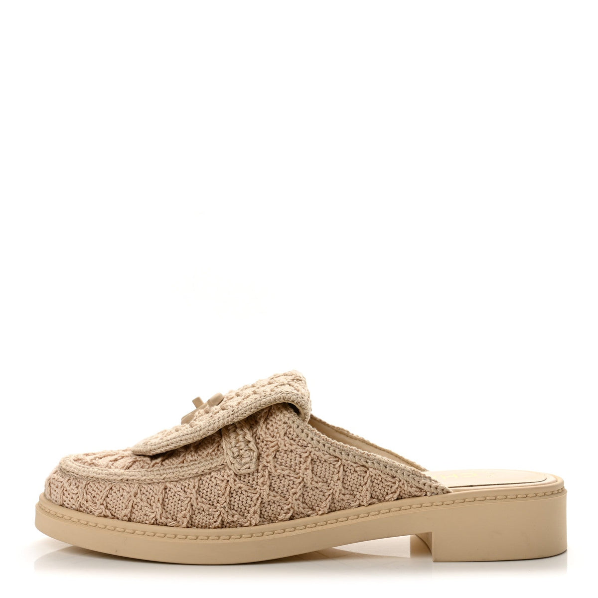 Lambskin Quilted CC Turnlock Mules Light Beige