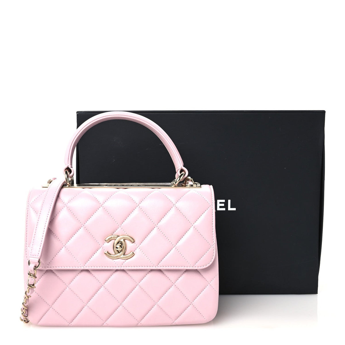 Small Quilted Lambskin Flap Shoulder Bag - Pink