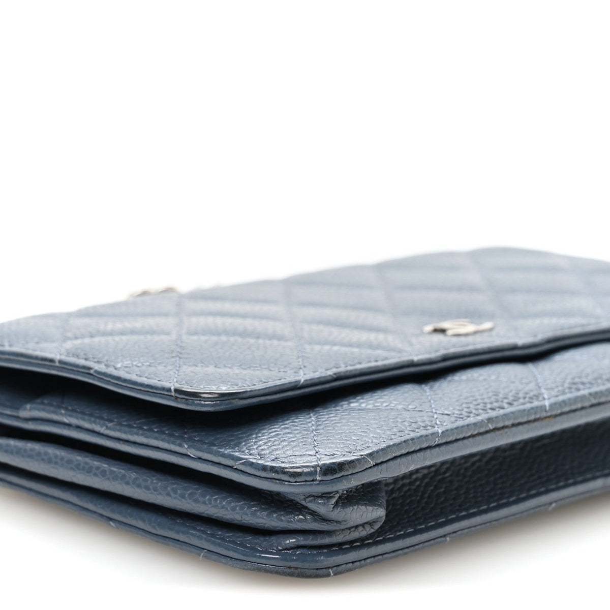 Quilted Caviar Wallet Bag - Blue
