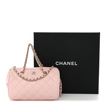 Quilted Caviar Clutch Bag - Pink