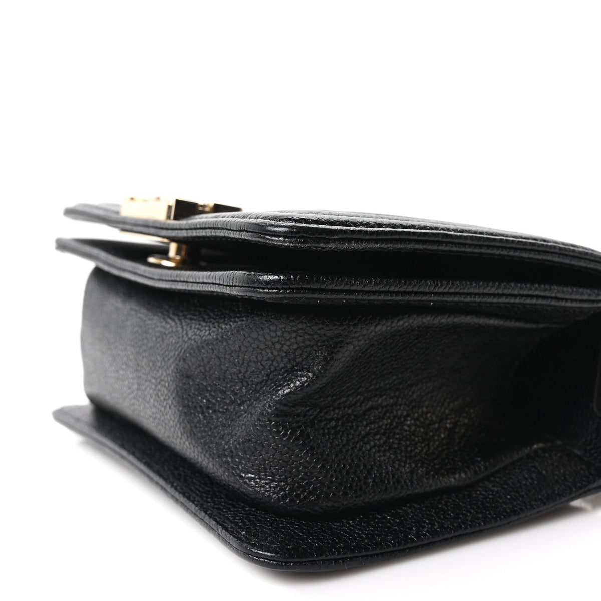Mini Quilted Caviar Flap Shoulder Bag - Black