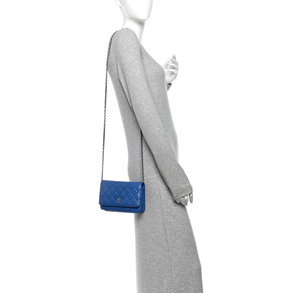 Quilted Lambskin Wallet Bag - Blue