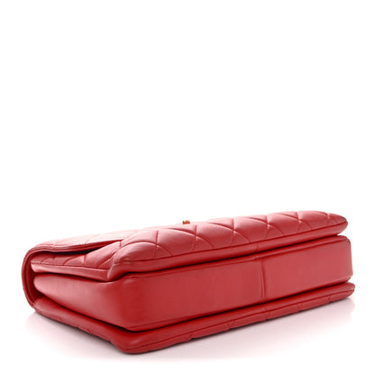 Medium Quilted Lambskin Flap Shoulder Bag - Red