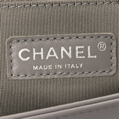 Large Quilted Lambskin Flap Shoulder Bag - Grey