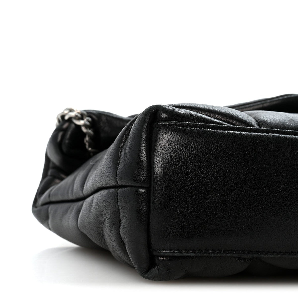 Quilted Lambskin Satchel Bag - Black