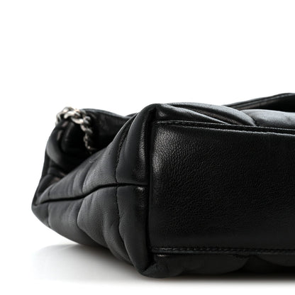 Quilted Lambskin Satchel Bag - Black