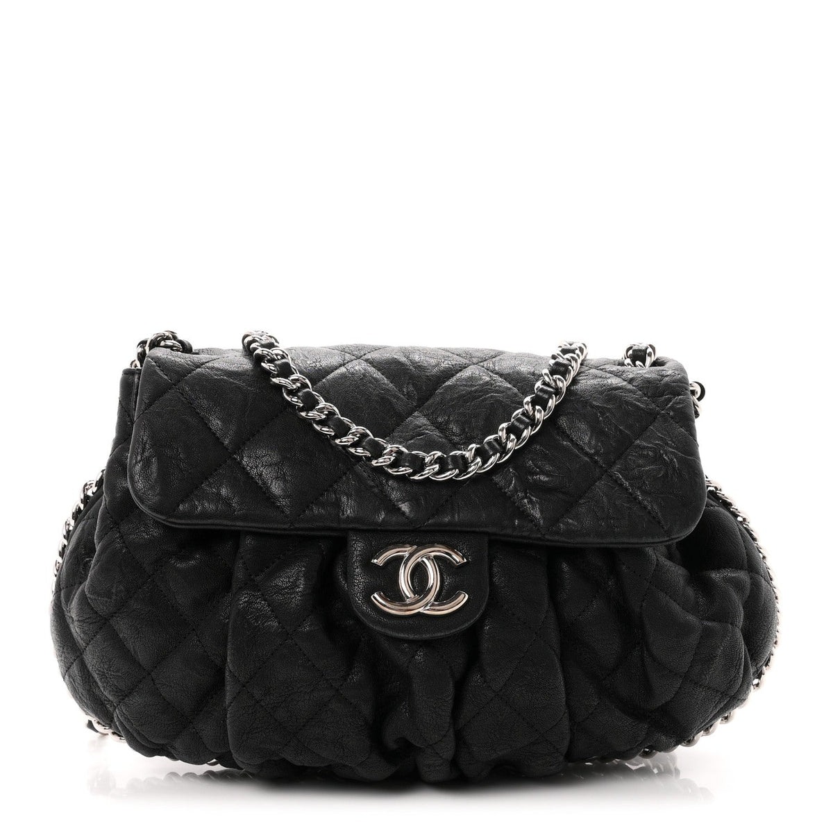 Medium Quilted Lambskin Handbag - Black